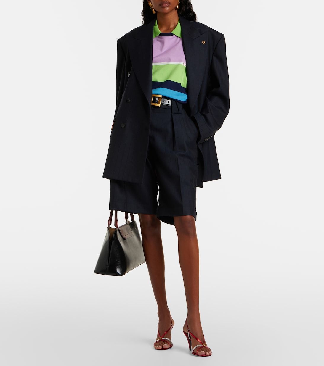 Pinstriped Virgin Wool Bermuda Shorts