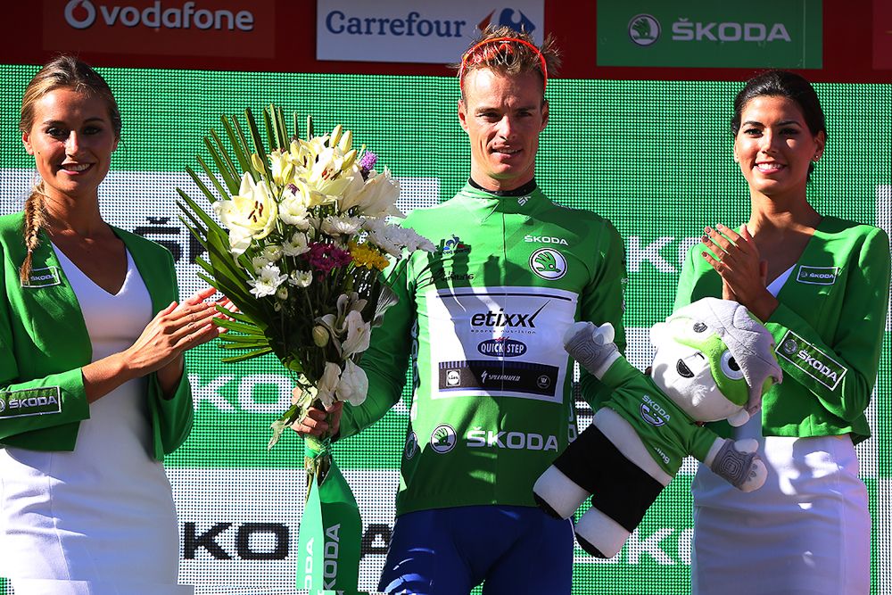 Gianni Meersman on the Vuelta's stage 2 podium