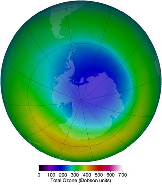 the area of the ozone hole above antarctica in october 2013.