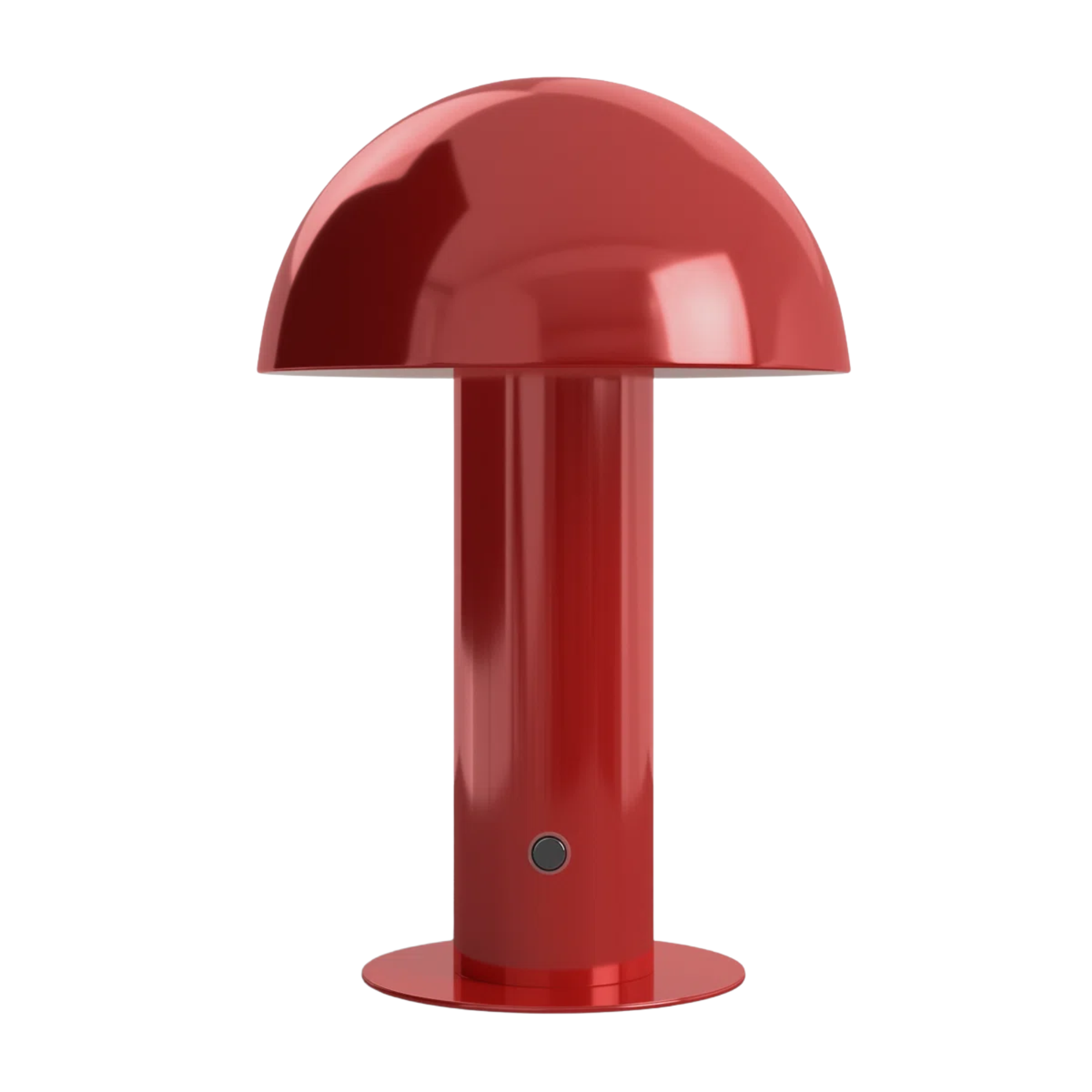 a red table lamp