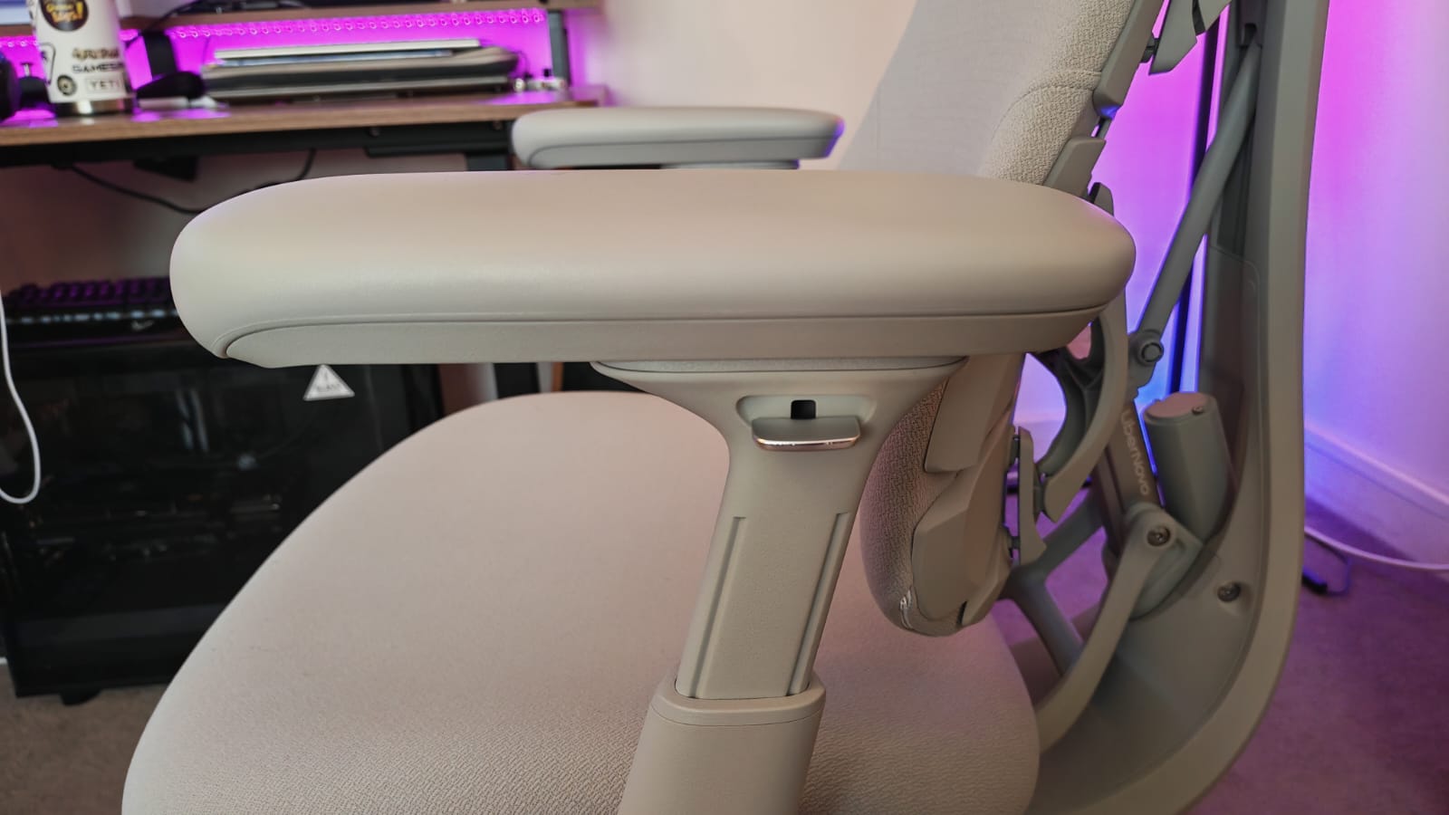 The left armrest on the LiberNovo Omni