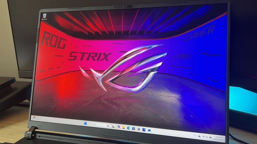 Close up on display of Asus ROG Strix Scar 18 gaming laptop