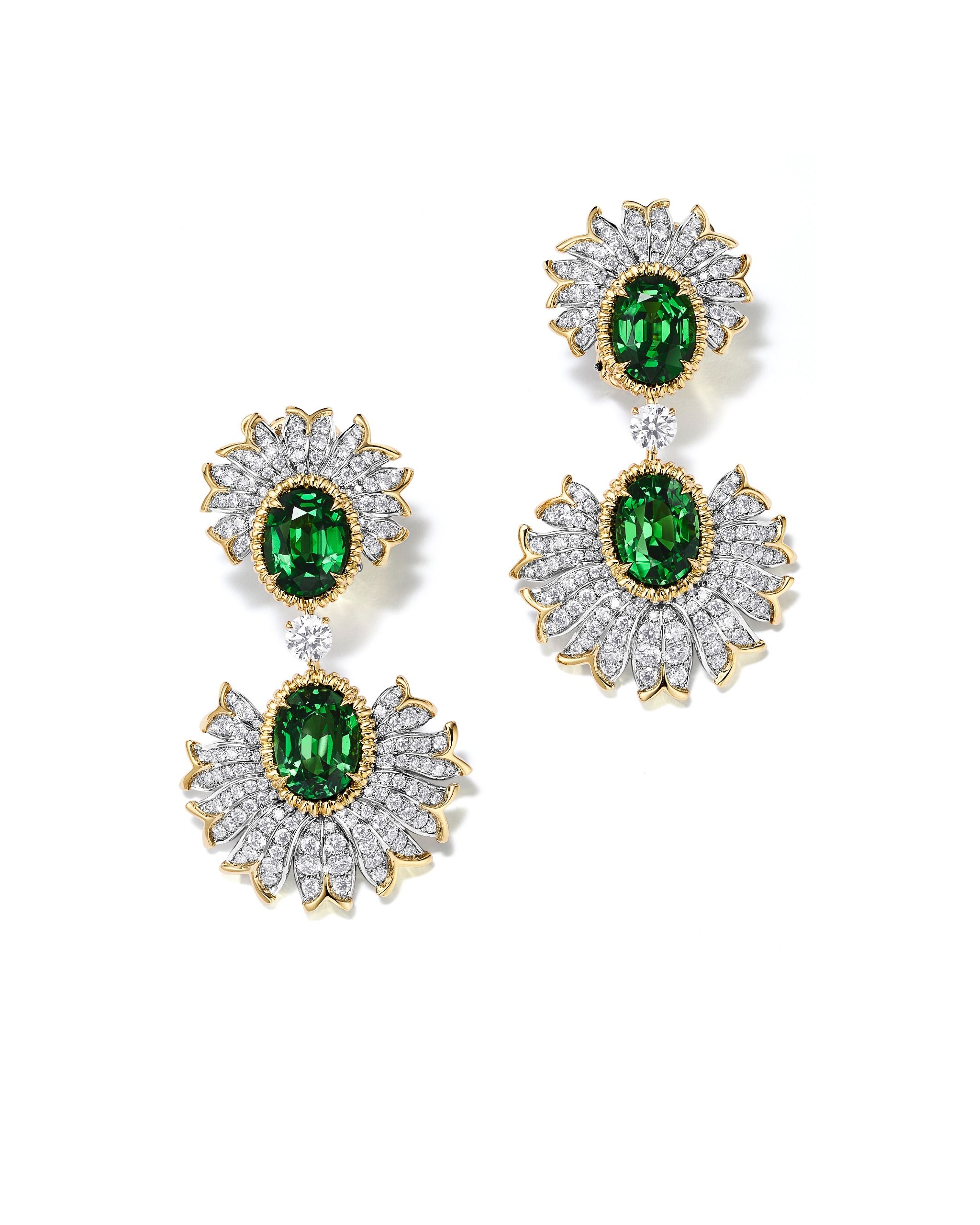 Diamond and tsavorite, dahlia-inspired jewellery