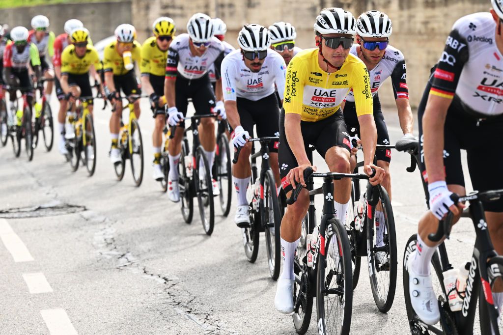 FARO PORTUGAL FEBRUARY 22 Jan Christen of Switzerland and UAE Team Emirates XRG Yellow Leader Jersey competes during the 51st Volta ao Algarve em Bicicleta Stage 4 a 1752km stage from Albufeira to Faro on February 22 2025 in Faro Portugal Photo by Tim de WaeleGetty Images