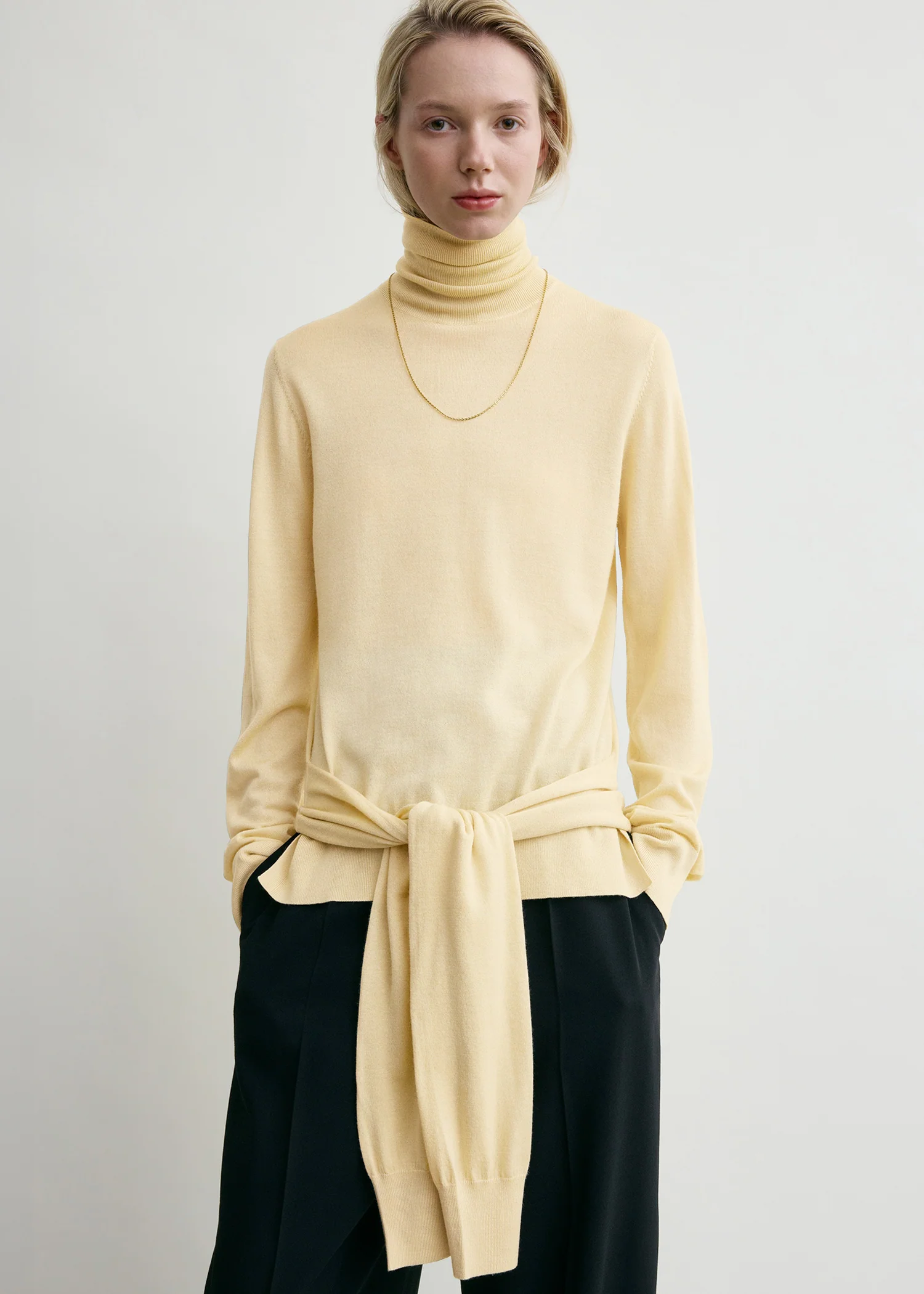 Double-Sleeve Turtleneck Champagne