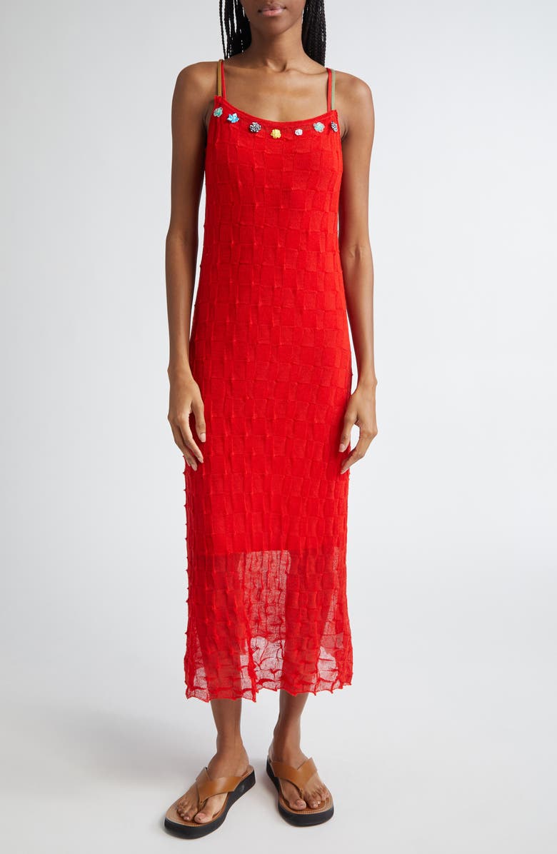 Borlor Floral Ribbon Wool Slipdress