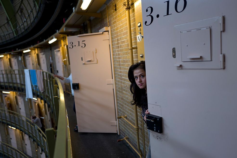 An Afghan refugee at the former prison of De Koepel in Haarlem, Netherlands.