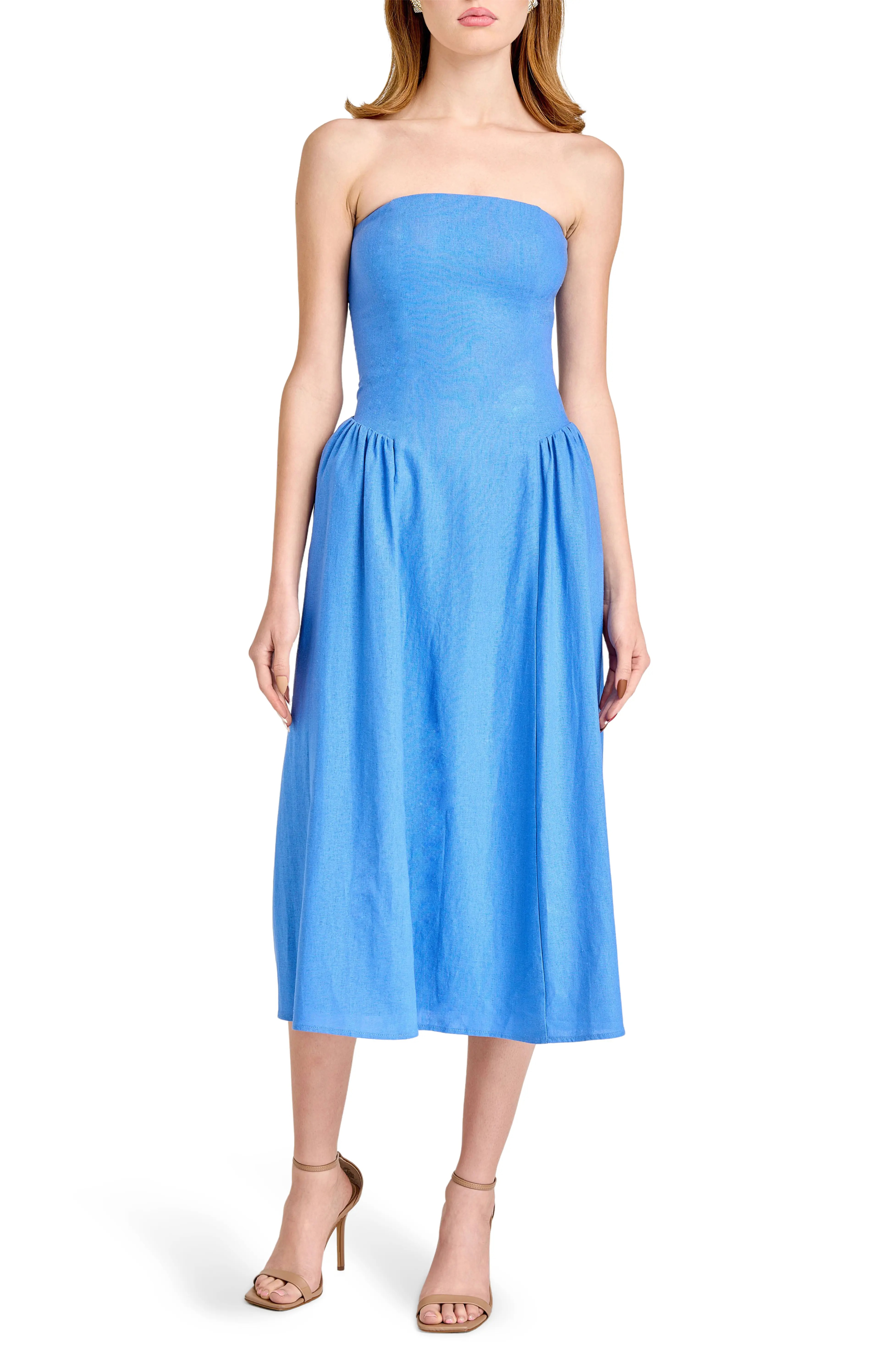 WAYF, Giulia Strapless Linen Blend Midi Sundress (Was $118) 
