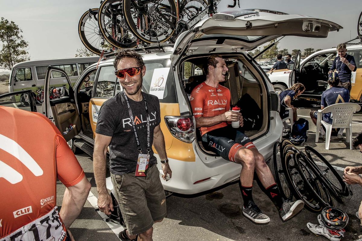 Canadian born Team Director Eric Wohlberg rallies the troops before the big push in Muscat outside the University of Technology.