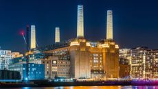 The iconic chimneys of Battersea Power Station: how could Father Christmas resist?