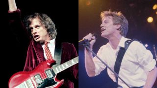 Live shots of Angus Young and Bryan Adams