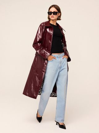 Dominique Burgundy Vinyl Coat