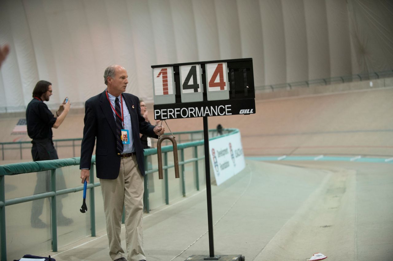 The lap counter during the event