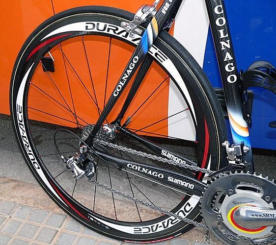 Some of the Rabobank team bikes were spotted with new prototype Dura-Ace carbon wheels.