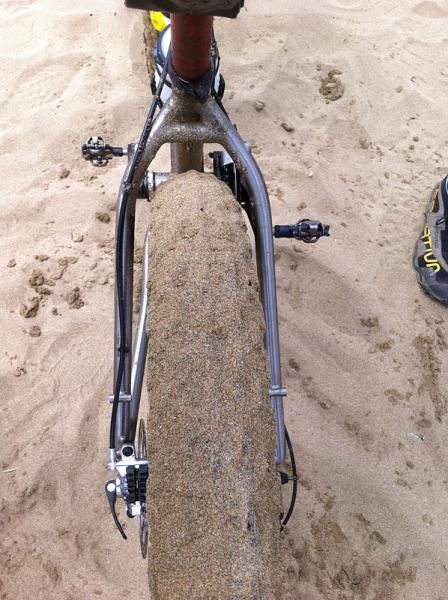 Milton Ramos' Sandman bike sported very large tires. He said he did not want to flat.