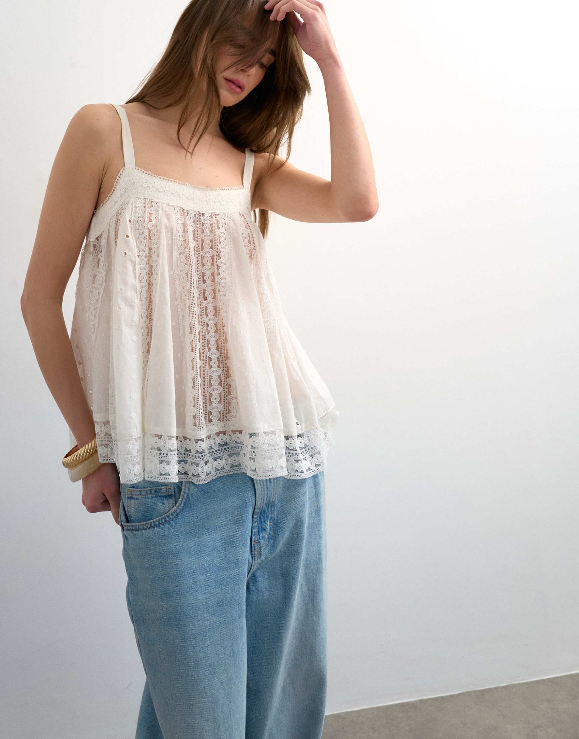 Topshop, Broderie and Lace Top