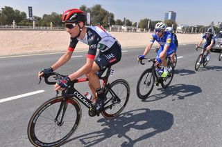 Sven Erik Bystrom rides in front of Elia Viviani