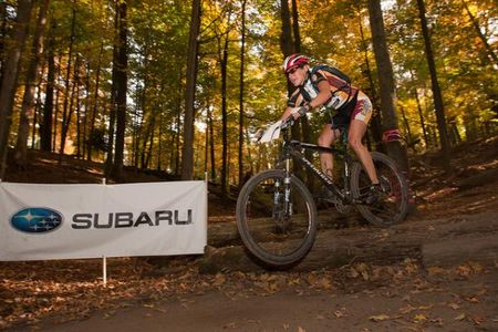 Fourth-place finisher Lindsey Kriete (Gear Grinder) over the Log Jump at WORS Sheboygan.