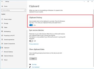 Enable Clipboard history from Settings