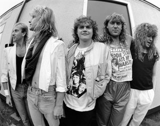 Def Leppard backstage at Monsters Of Rock, 1986