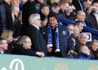 Sylverster Stallone takes his seat at Goodison Park alongside former Everton chairman Bill Kenwright in a match in January 2007.