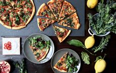 Spiced-lamb pizza with roasted purple-sprouting broccoli