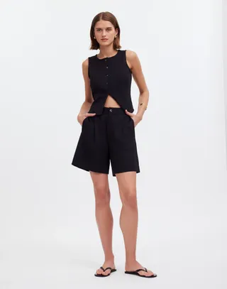 Pleated Short in Ponte