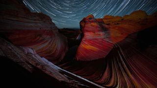 Star Trails Over Arizona's Wave Rock Formation