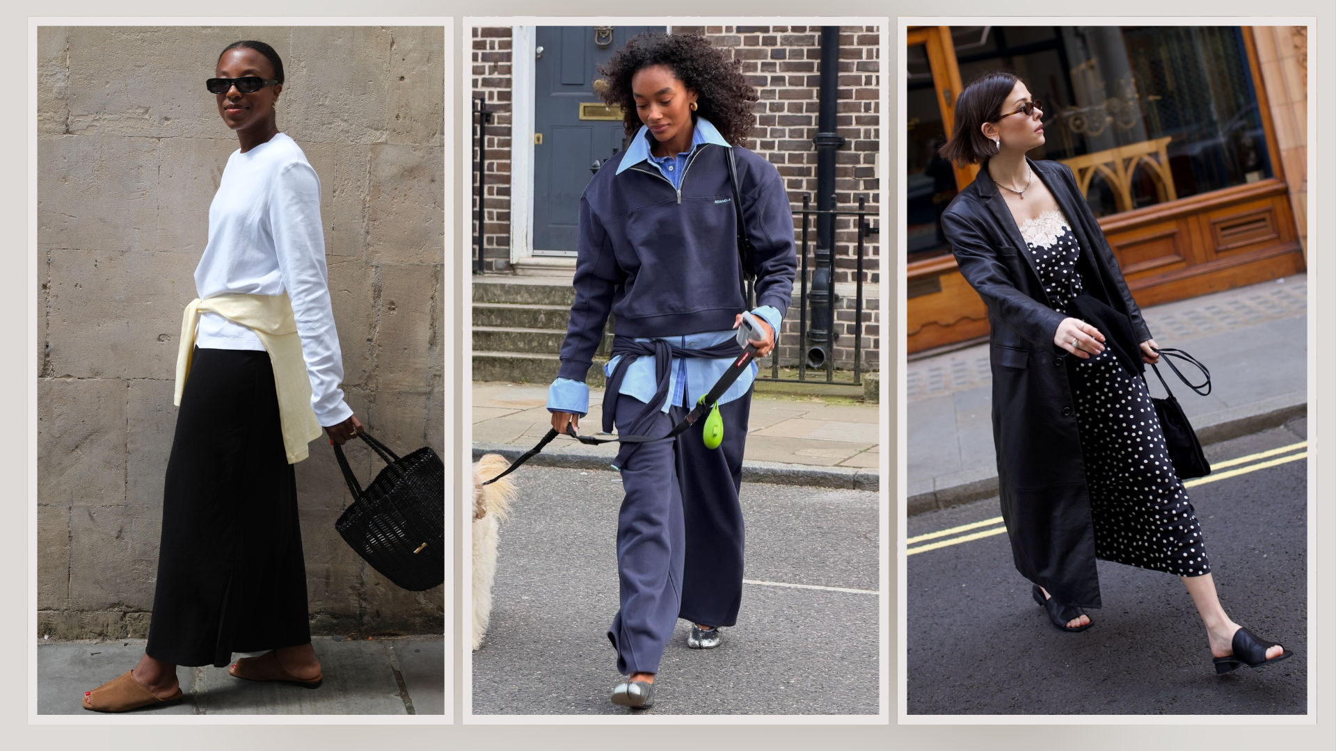 Influencers Taffy Msipa, Alice Satterthwaite and Chey Maya wearing early autumn outfits. 