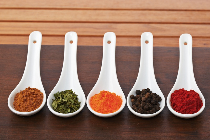 Five spoons of spices.