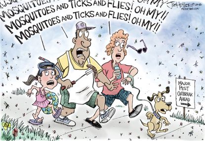 Editorial cartoon U.S. mosquitoes fleas ticks pest outbreak The Wizard of Oz