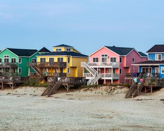 Waterfront Beach houses, Nags Head, OBX, Outer Banks, North Carolina, USA
