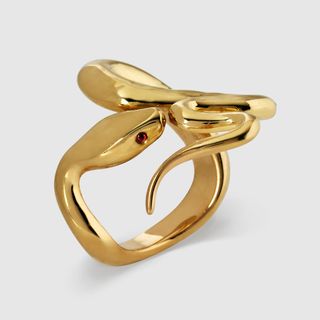 'Snake' ring in gold with ruby eyes