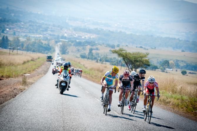 Riders try to escape from the field at the Mzansi Tour