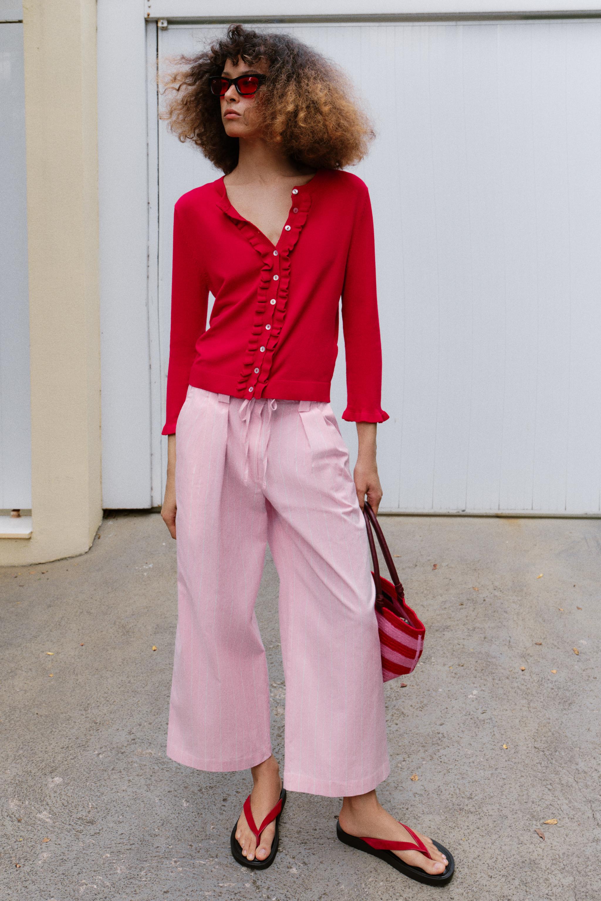 Ruffled Knit Cardigan