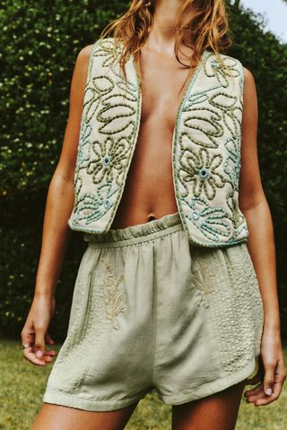 Embroidered Mirror Vest