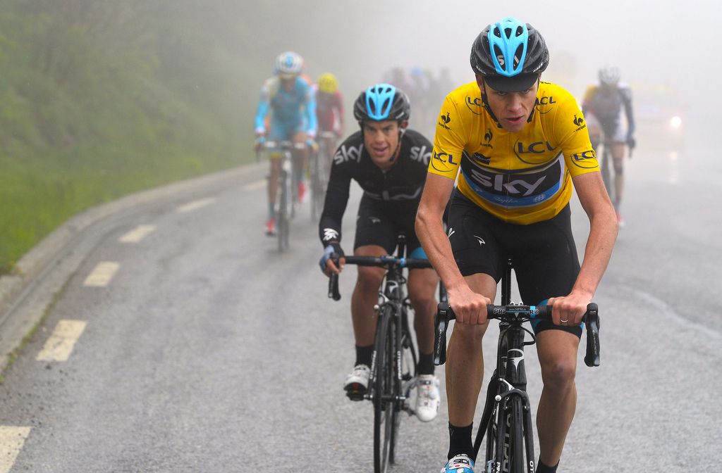Chris Froome with then Sky teammate Richie Porte riding to overall victory in 2013