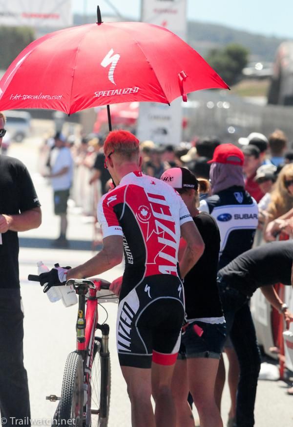 Max Plaxton (Specialized) enjoying some relief from the sweltering heat