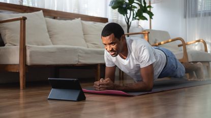 Man holding a plank position