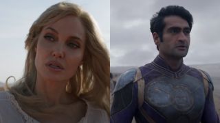 Angelina Jolie and Kumail Nanjiani in Eternals