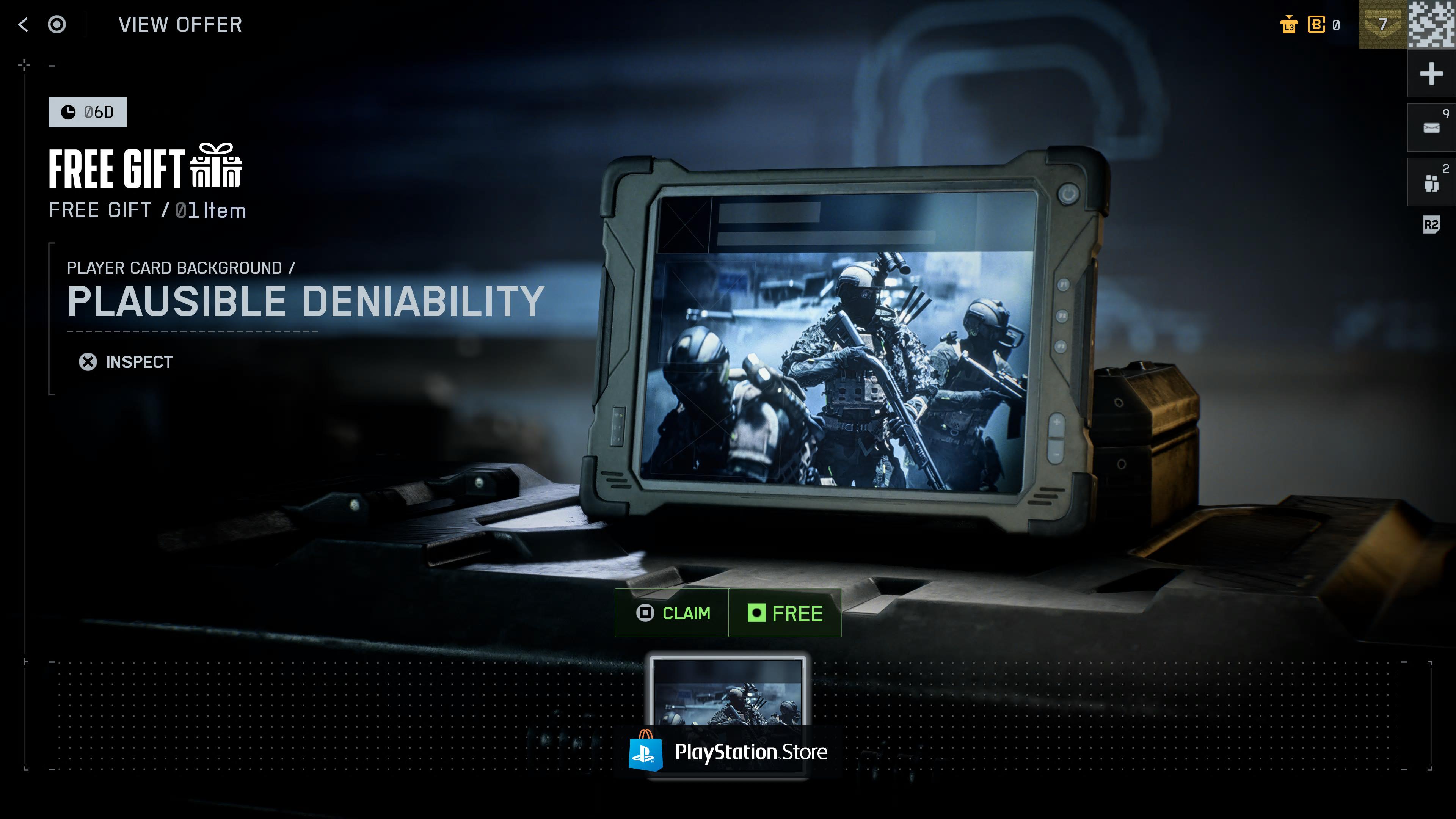 The Plausible Deniability Player Card Background in Battlefield 6
