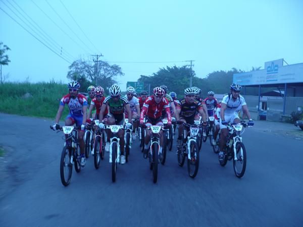 Rolling out at the start. It was cloudy and barely light.