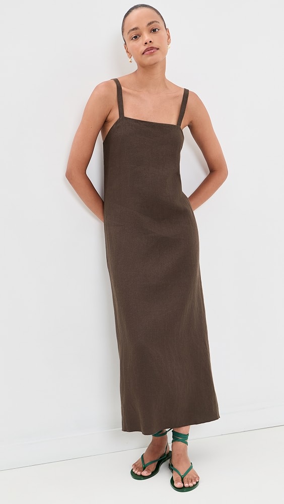 Maria Linen Mini Dress - Roasted Bean