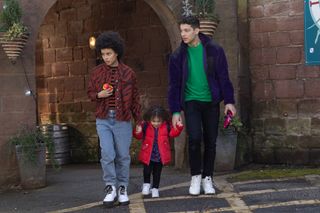 Brooke and Ollie with their son Thierry in Hollyoaks.