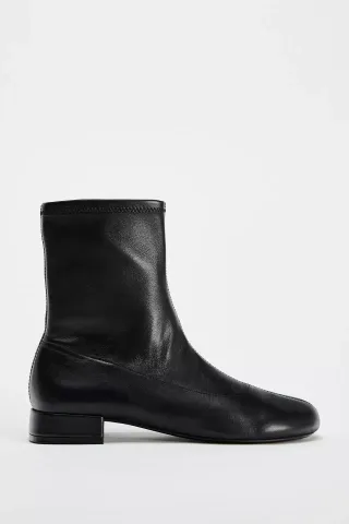 Zara Leather Flat Ankle Boots