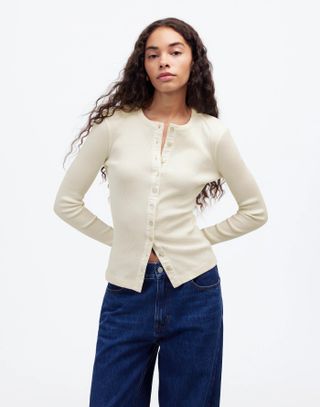 Madewell, tee de cardigã tingido de vestuário