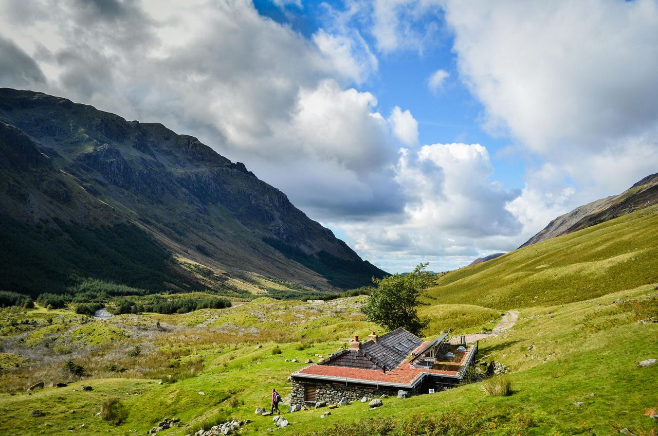 The Black Sail Hut in the Lake District, looking toward Ennerdale Water.