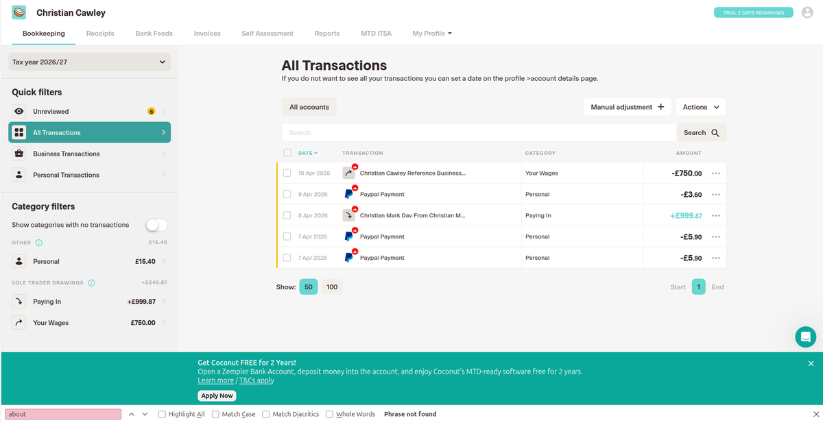 Screenshots from the !Coconut free MTD software