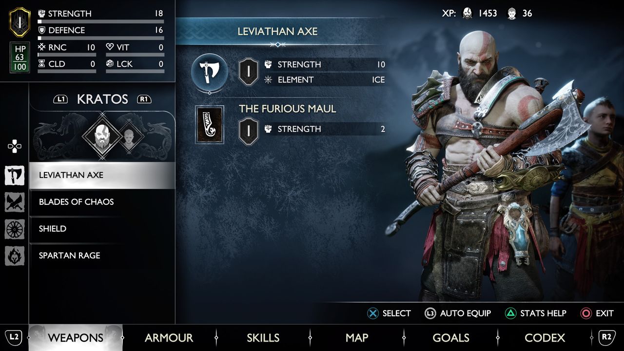 Menu in God of War Ragnarok