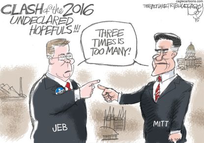 Political cartoon 2016 election Bush Romney